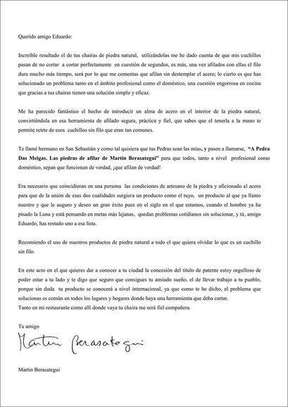 Carta Martín Berasategui