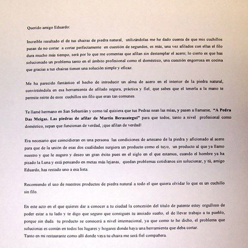 Carta Martín Berasategui