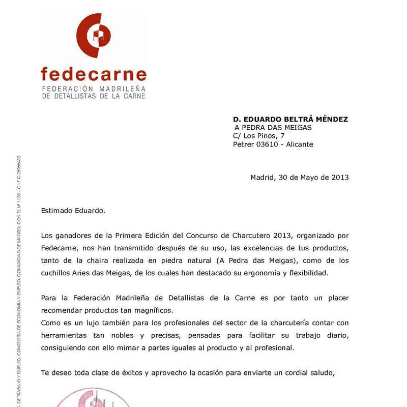 Carta Federación carne